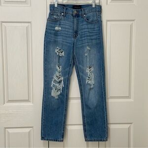 Aeropostale Mom Jeans Size 4 Distressed High Rise Light-Medium Wash